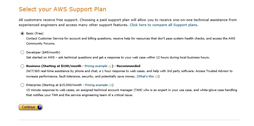 Support plan selection